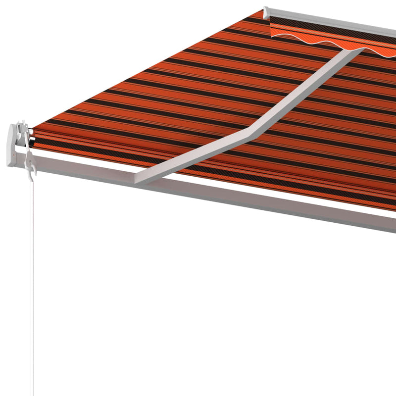 Manual Retractable Awning with Posts 5x3 m Orange and Brown