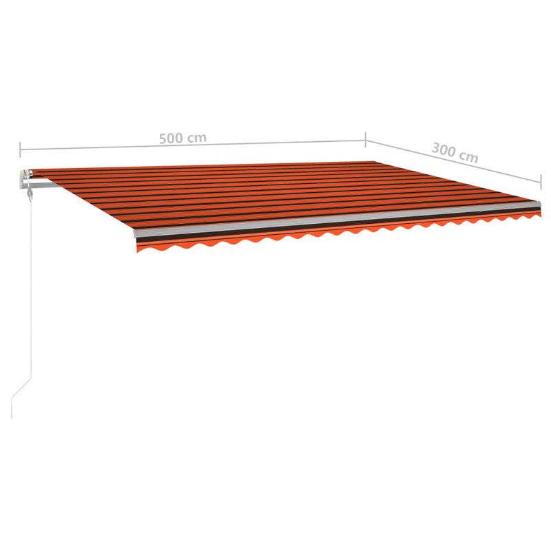 Manual Retractable Awning with Posts 5x3 m Orange and Brown