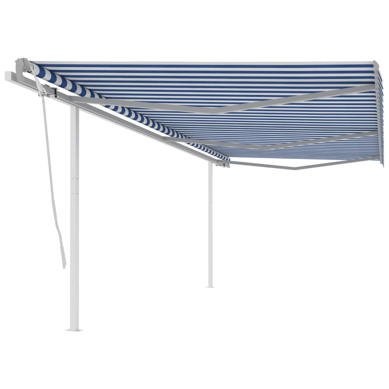 Manual Retractable Awning with Posts 6x3 m Blue and White