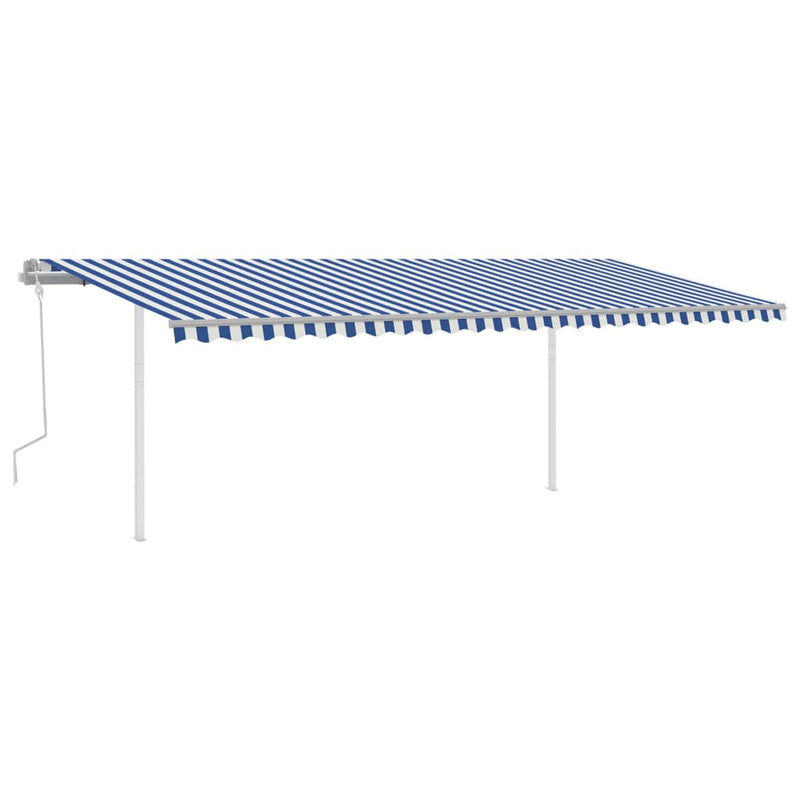 Manual Retractable Awning with Posts 6x3 m Blue and White