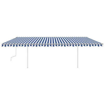 Manual Retractable Awning with Posts 6x3 m Blue and White