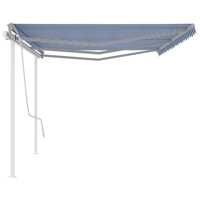 Manual Retractable Awning with Posts 6x3 m Blue and White