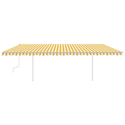 Manual Retractable Awning with Posts 6x3 m Yellow and White