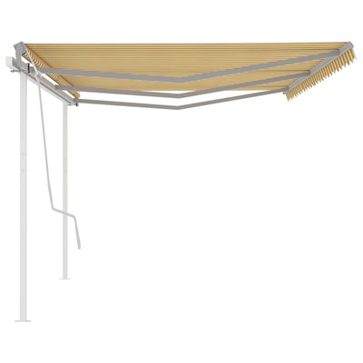 Manual Retractable Awning with Posts 6x3 m Yellow and White