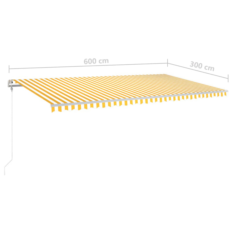 Manual Retractable Awning with Posts 6x3 m Yellow and White