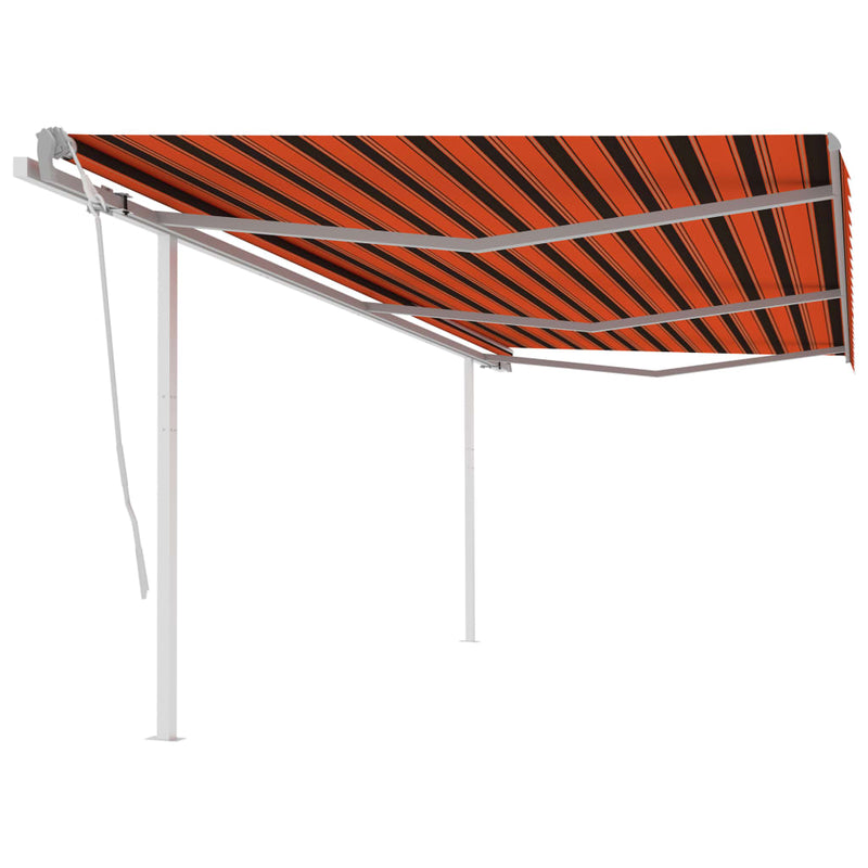 Manual Retractable Awning with Posts 6x3 m Orange and Brown