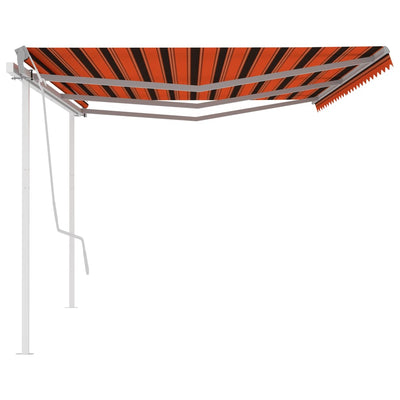 Manual Retractable Awning with Posts 6x3 m Orange and Brown