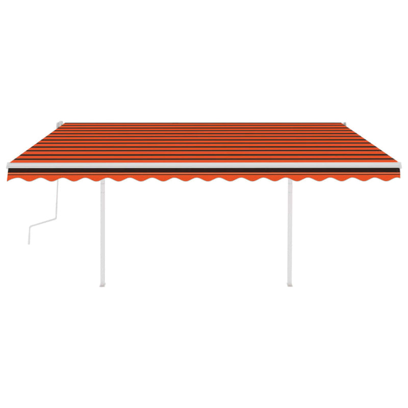 Manual Retractable Awning with Posts 4x3.5 m Orange and Brown