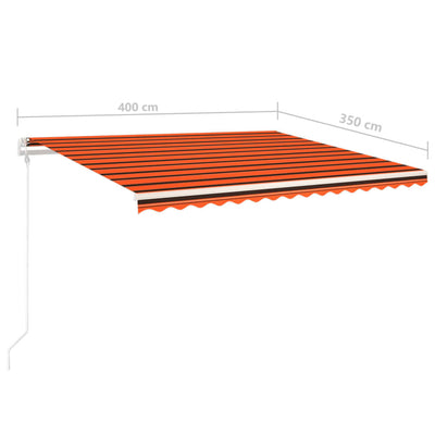 Manual Retractable Awning with Posts 4x3.5 m Orange and Brown