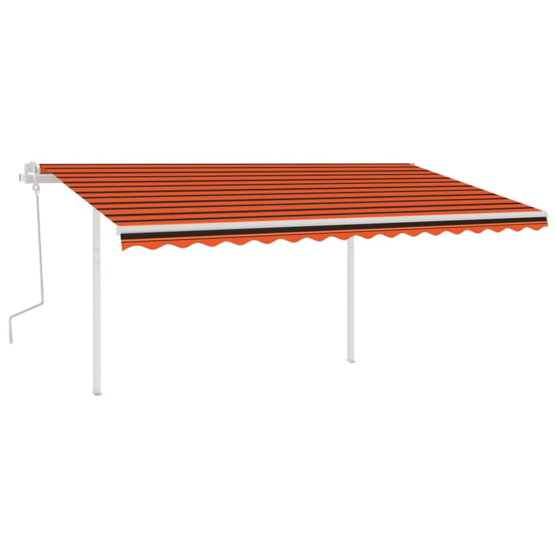 Manual Retractable Awning with LED 4x3.5 m Orange and Brown