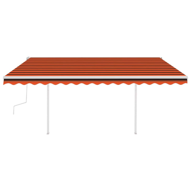 Manual Retractable Awning with LED 4x3.5 m Orange and Brown