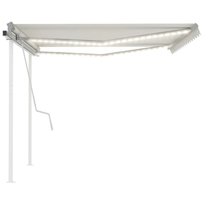 Manual Retractable Awning with LED 4.5x3.5 m Cream