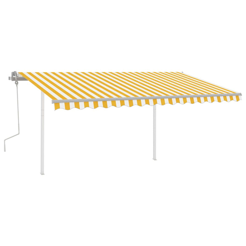 Manual Retractable Awning with LED 4.5x3.5 m Yellow and White