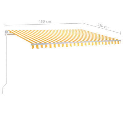 Manual Retractable Awning with LED 4.5x3.5 m Yellow and White