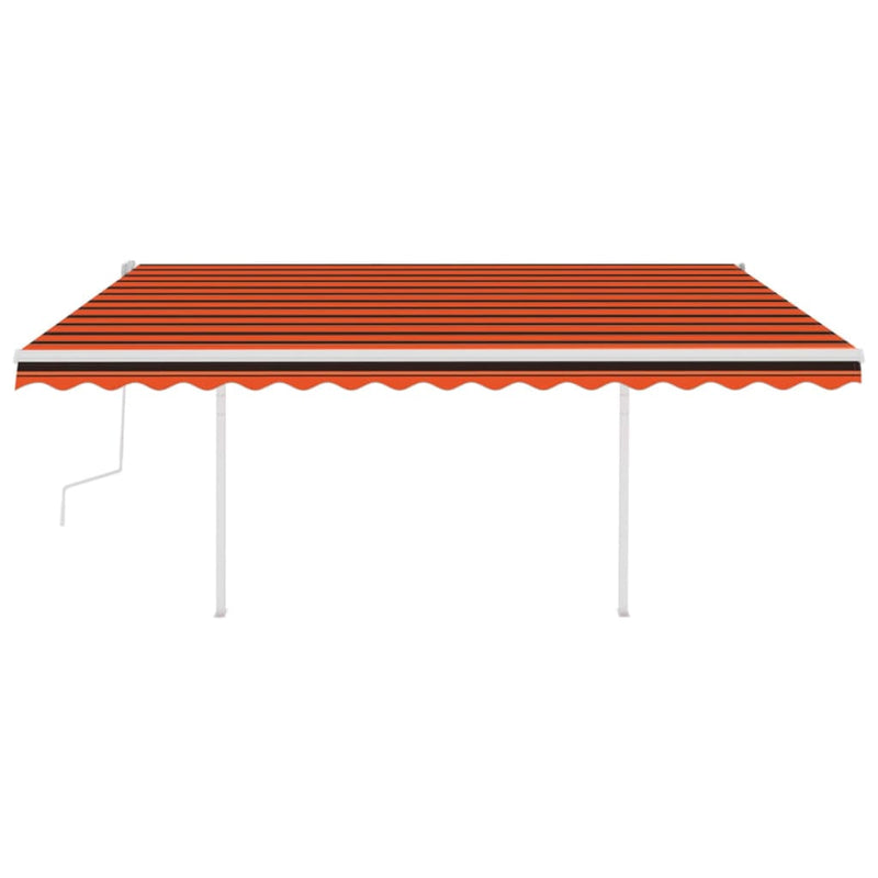 Manual Retractable Awning with LED 4.5x3.5 m Orange and Brown