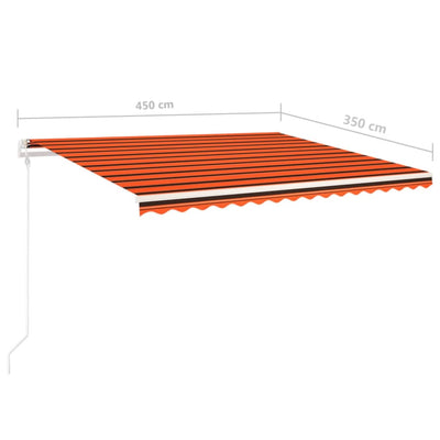 Manual Retractable Awning with LED 4.5x3.5 m Orange and Brown