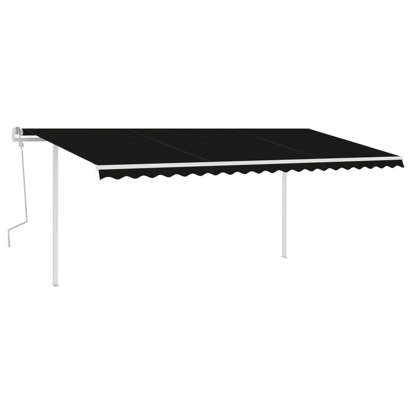 Manual Retractable Awning with Posts 5x3.5 m Anthracite