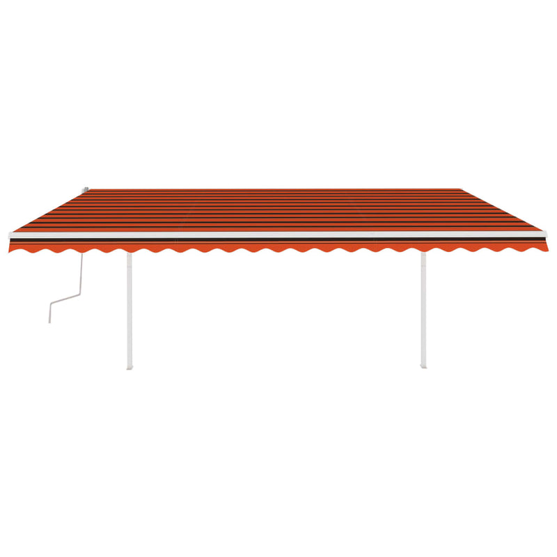 Manual Retractable Awning with Posts 5x3.5 m Orange and Brown