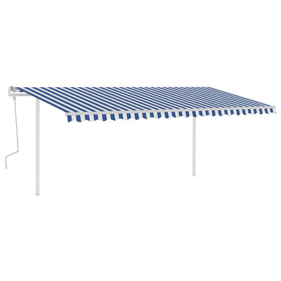 Manual Retractable Awning with LED 5x3.5 m Blue and White