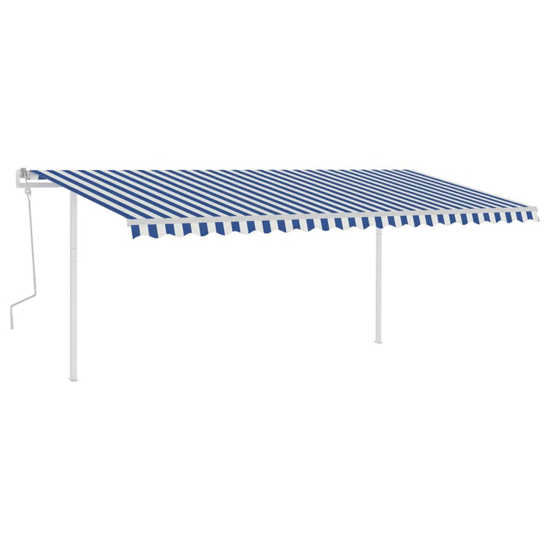 Manual Retractable Awning with LED 5x3.5 m Blue and White