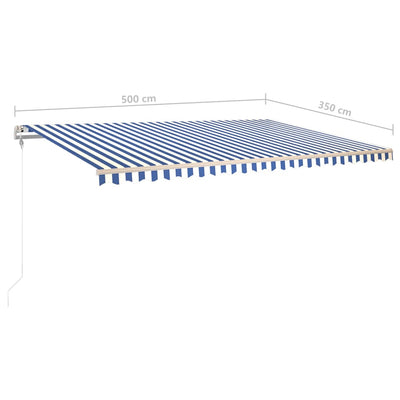 Manual Retractable Awning with LED 5x3.5 m Blue and White