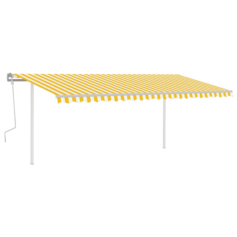 Manual Retractable Awning with LED 5x3.5 m Yellow and White