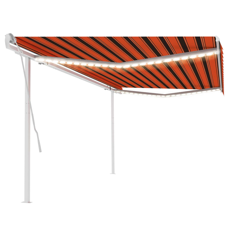 Manual Retractable Awning with LED 5x3.5 m Orange and Brown