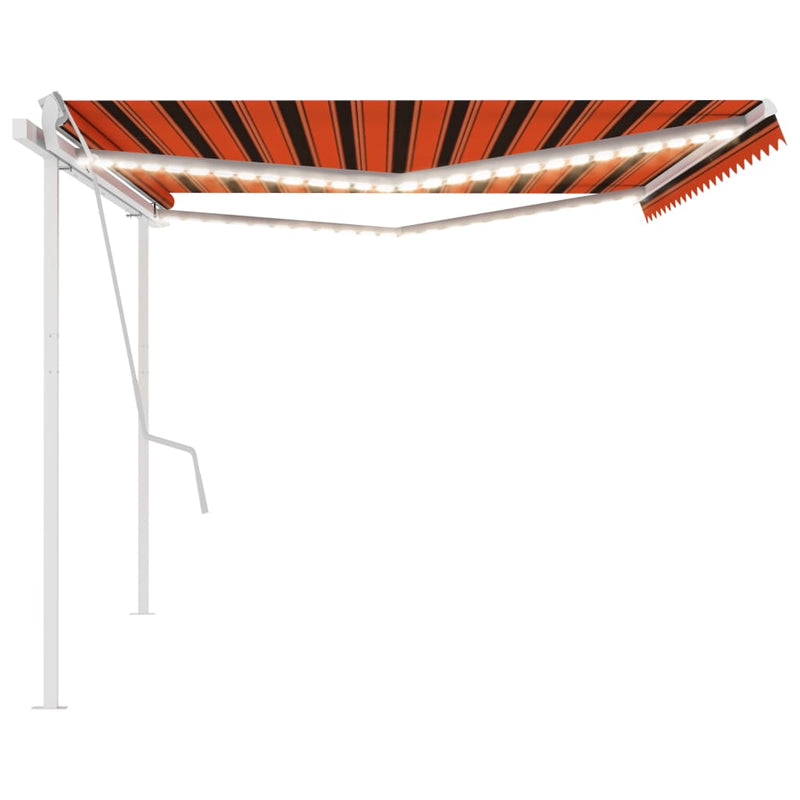 Manual Retractable Awning with LED 5x3.5 m Orange and Brown