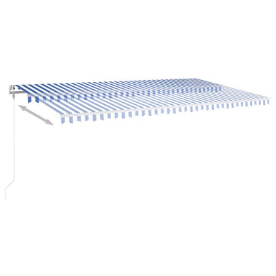 Manual Retractable Awning with Posts 6x3.5 m Blue and White