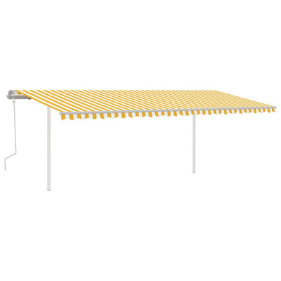 Manual Retractable Awning with Posts 6x3.5 m Yellow and White