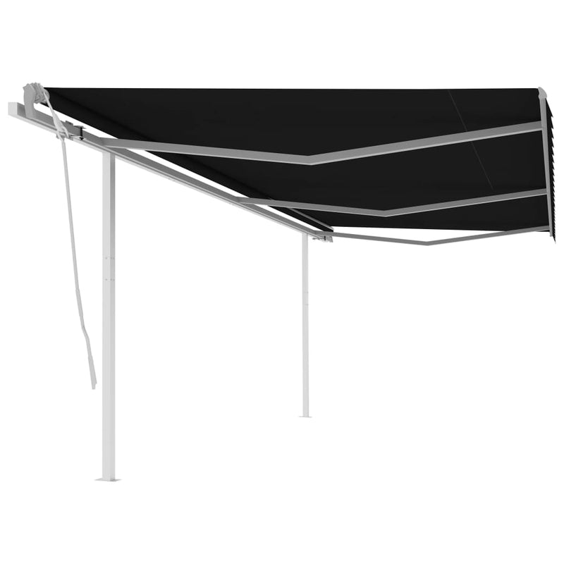 Manual Retractable Awning with Posts 6x3.5 m Anthracite