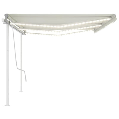 Manual Retractable Awning with LED 6x3.5 m Cream