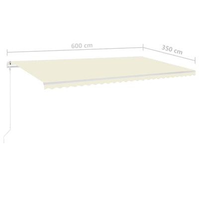 Manual Retractable Awning with LED 6x3.5 m Cream