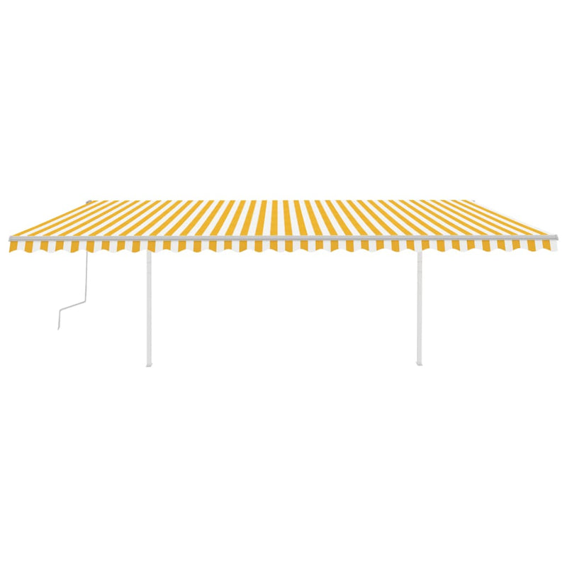 Manual Retractable Awning with LED 6x3.5 m Yellow and White