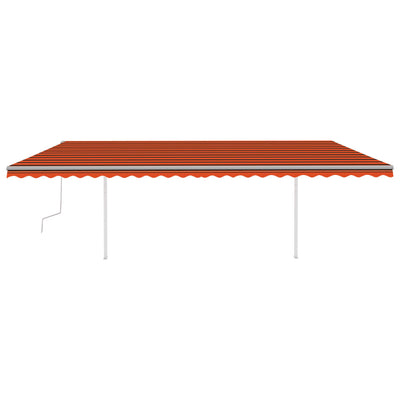 Manual Retractable Awning with LED 6x3.5 m Orange and Brown