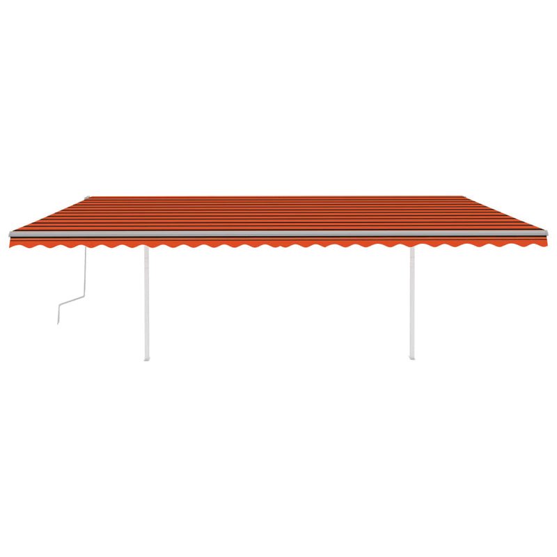 Manual Retractable Awning with LED 6x3.5 m Orange and Brown