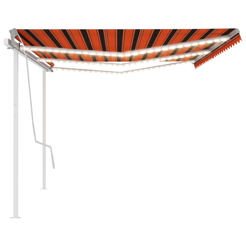 Manual Retractable Awning with LED 6x3.5 m Orange and Brown