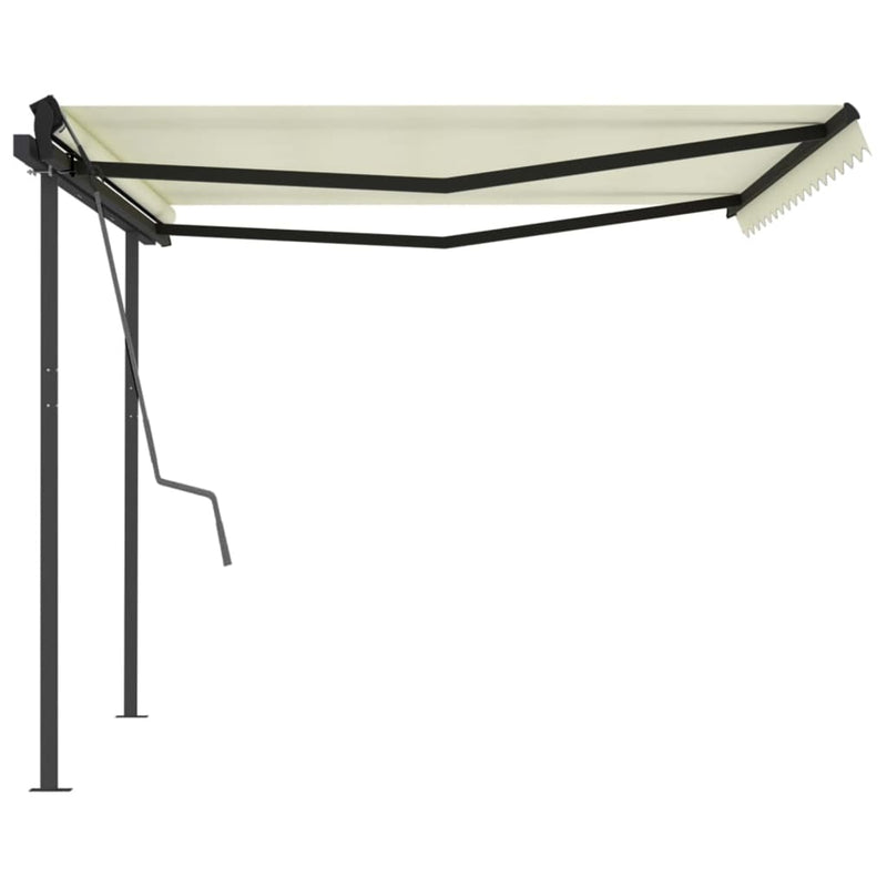 Manual Retractable Awning with Posts 4x3 m Cream