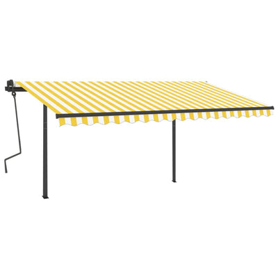 Manual Retractable Awning with Posts 4x3 m Yellow and White