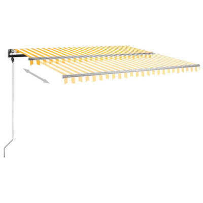 Manual Retractable Awning with Posts 4x3 m Yellow and White