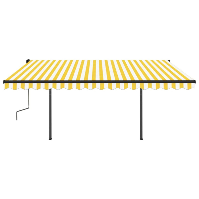 Manual Retractable Awning with Posts 4x3 m Yellow and White