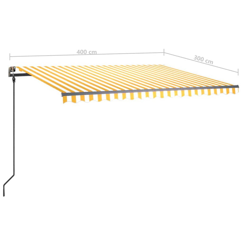 Manual Retractable Awning with Posts 4x3 m Yellow and White