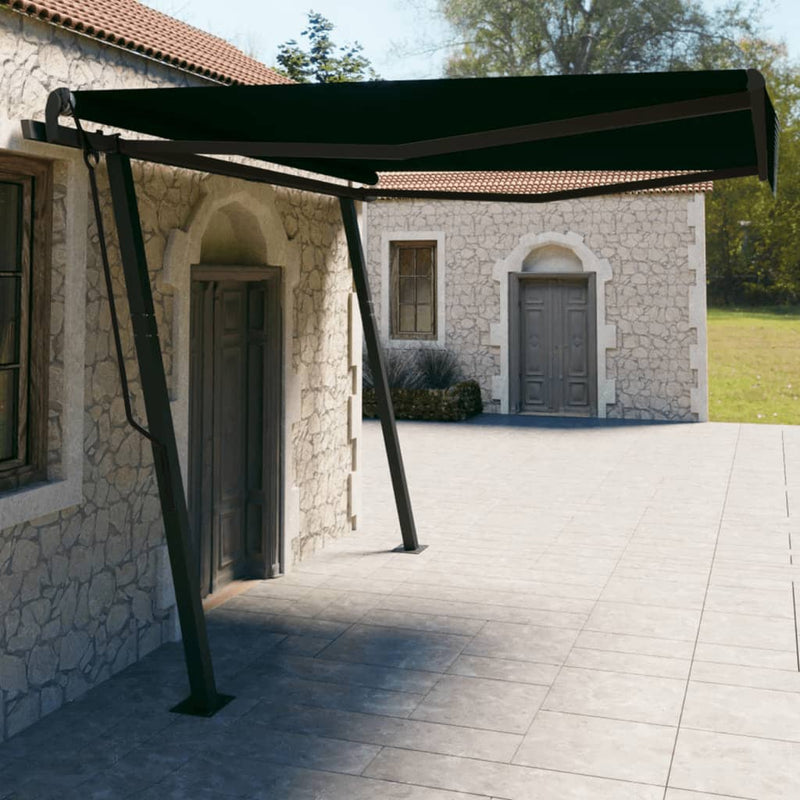 Manual Retractable Awning with Posts 4x3 m Anthracite