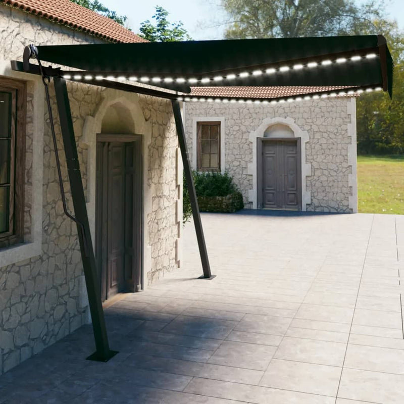 Manual Retractable Awning with LED 4x3 m Anthracite