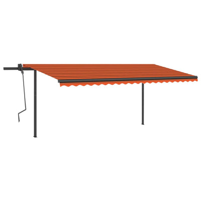 Manual Retractable Awning with Posts 5x3 m Orange and Brown