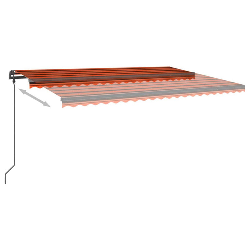 Manual Retractable Awning with Posts 5x3 m Orange and Brown