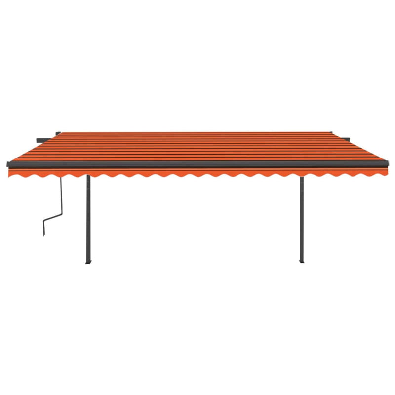 Manual Retractable Awning with Posts 5x3 m Orange and Brown