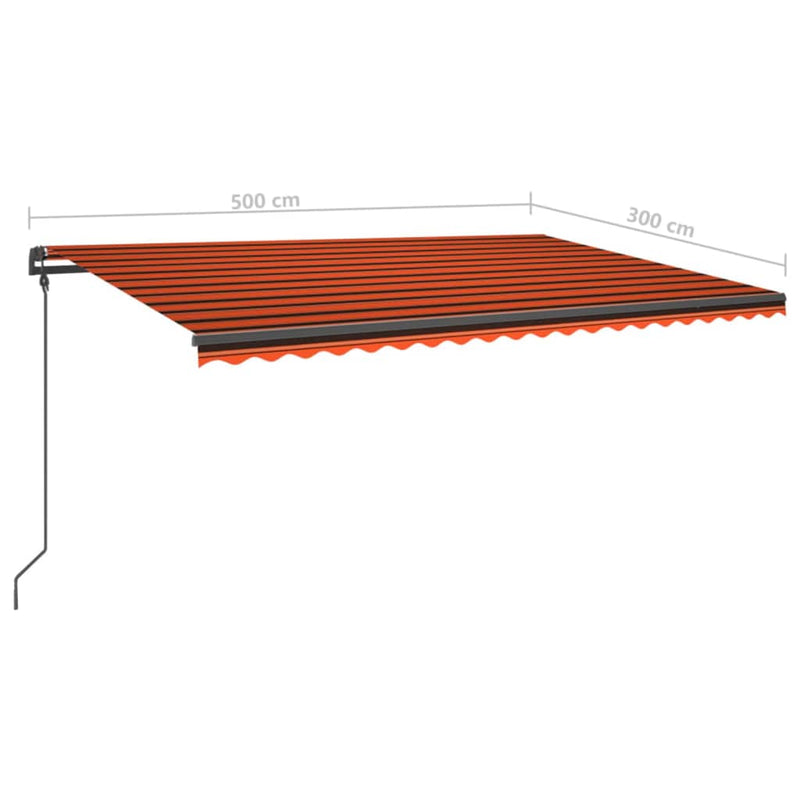 Manual Retractable Awning with Posts 5x3 m Orange and Brown