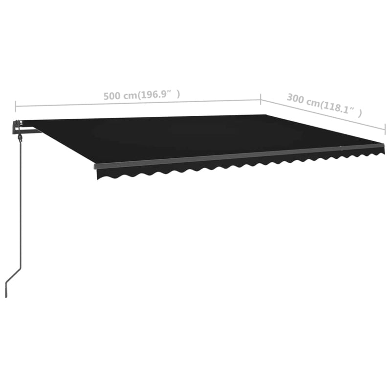 Manual Retractable Awning with LED 5x3 m Anthracite