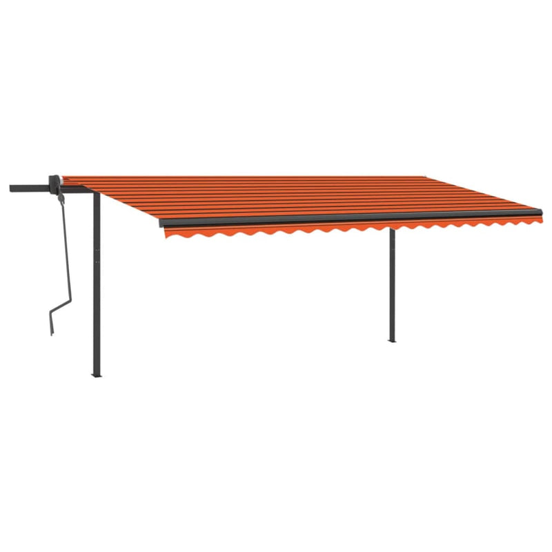 Manual Retractable Awning with LED 5x3 m Orange and Brown